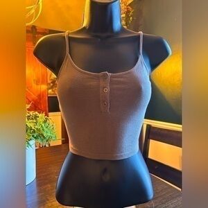 Olive green spaghetti strap crop top, size S